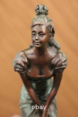 Vintage Bronze Sculpture Art Deco Figure Sign Figure Marble Milo Decor
