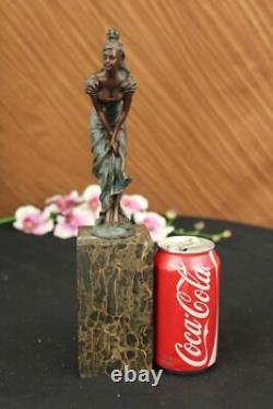 Vintage Bronze Sculpture Art Deco Figurine Signed Art Marble Figurine Milo