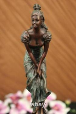 Vintage Bronze Sculpture Art Deco Figurine Signed Art Marble Figurine Milo