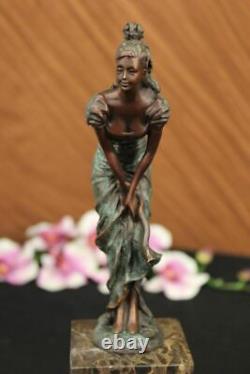 Vintage Bronze Sculpture Art Deco Figurine Signed Art Marble Figurine Milo