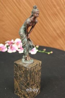 Vintage Bronze Sculpture Art Deco Figurine Signed Art Marble Figurine Milo