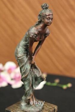 Vintage Bronze Sculpture Art Deco Figurine Signed Art Marble Figurine Milo