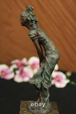 Vintage Bronze Sculpture Art Deco Figurine Signed Art Marble Milo