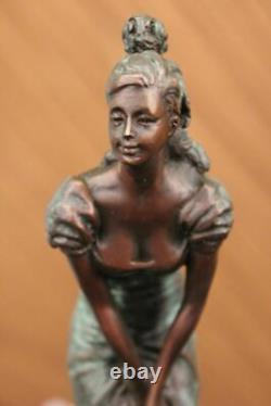 Vintage Bronze Sculpture Art Deco Figurine Signed Art Marble Milo