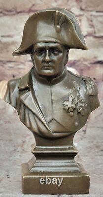 Vintage Bronze Signed Marble Art Sculpture of a Bust of Napoleon Bonaparte