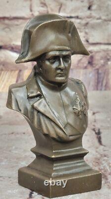 Vintage Bronze Signed Marble Art Sculpture of a Bust of Napoleon Bonaparte