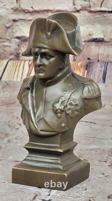 Vintage Bronze Signed Marble Art Sculpture of a Bust of Napoleon Bonaparte