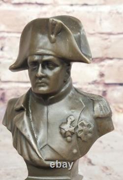 Vintage Bronze Signed Marble Art Sculpture of a Bust of Napoleon Bonaparte