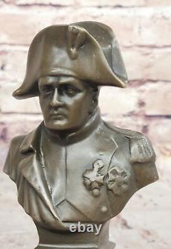 Vintage Bronze Signed Marble Art Sculpture of a Bust of Napoleon Bonaparte