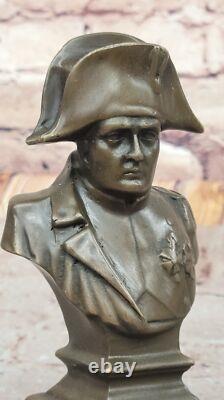 Vintage Bronze Signed Marble Art Sculpture of a Bust of Napoleon Bonaparte