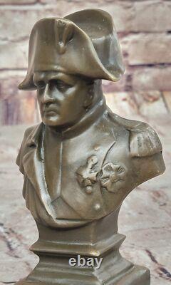 Vintage Bronze Signed Marble Art Sculpture of a Bust of Napoleon Bonaparte