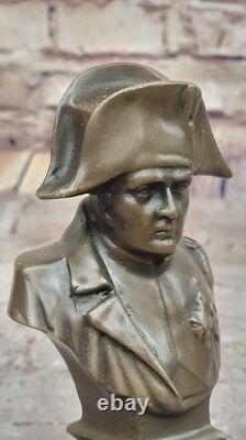 Vintage Bronze Signed Marble Art Sculpture of a Bust of Napoleon Bonaparte