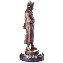 Vintage Bronze Statue of Napoleon on a Black Marble Signed