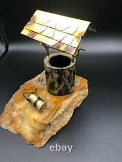 Vintage Mario Jason Bronze Signed Sculpture Onyx- Marble, Wishing Well, 8 Grand