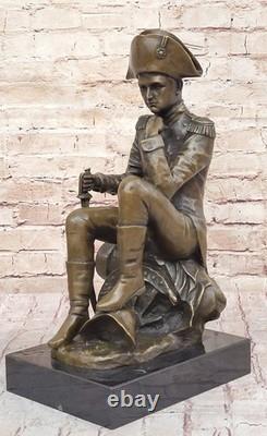 Vintage Rare Signed Bronze Napoleon Bonaparte Bust Statue Sculpture Marble Base