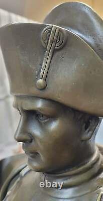 Vintage Rare Signed Bronze Napoleon Bonaparte Bust Statue Sculpture Marble Base