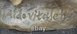 Vintage Rare Signed Bronze Napoleon Bonaparte Bust Statue Sculpture Marble Base