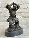 Vintage Rare Signed Kamiko Solid Samurai Art Deco Bronze Figurine With Marble Base