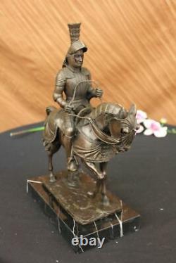 Vintage Signed Knight Warrior Bronze Statue By Milo Sculpture Marble Figure