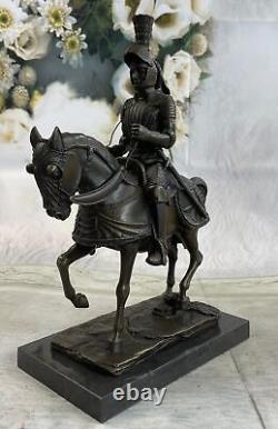 Vintage Signed Knight Warrior Bronze Statue by Milo Marble Sculpture Figurine
