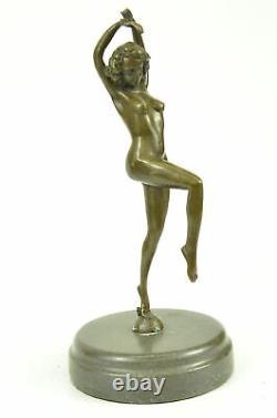 Vintage Style Art Deco Bronze Chair Dancer Signed by Bruno Zach Cast Marble Deal