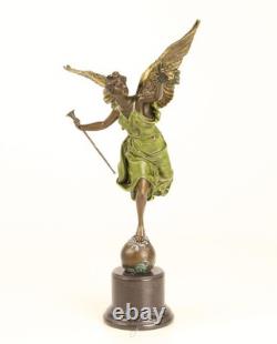 Winged Victory sculpture in bronze on a marble base after E. Barrias