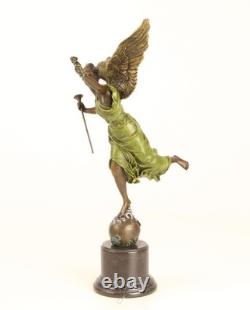 Winged Victory sculpture in bronze on a marble base after E. Barrias