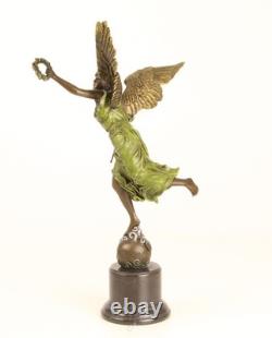 Winged Victory sculpture in bronze on a marble base after E. Barrias