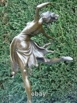 Woman Dancing, Dress With Bronze Bells Signed On Marble