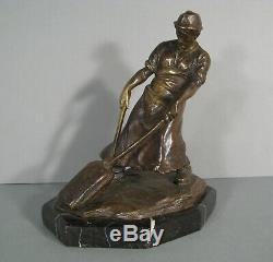 Worker Foundry Metallurgist Old Bronze Sculpture Signed Ludwig Eisenberger