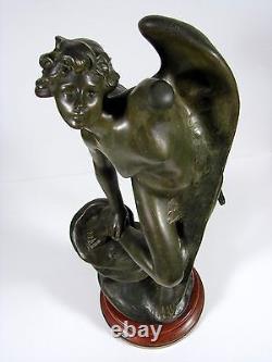 XX° WINGED DISABLED VICTORY patinated bronze red marble Julien Caussé 11 KG