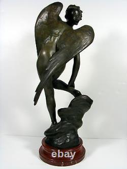 XX° WINGED DISABLED VICTORY patinated bronze red marble Julien Caussé 11 KG