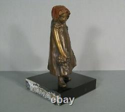 Young Girl In Cart Bronze Sculpture Ancient Style Monginot Patrol