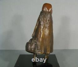Young Girl In Cart Bronze Sculpture Ancient Style Monginot Patrol