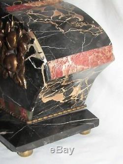 10e18 Ancienne Horloge Marbre Ornements Bronze Fruits Art Déco Signe Reveipolis