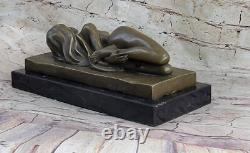 12 Art Déco Nu Nue Femelle Figurine Bronze Statue Sculpture Signé Marbre Base