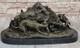 17.5 Sign&eacute;e Art Statue Bronze Marbre Sauvage Sanglier Cochon Chasse Chien War