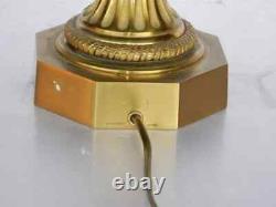 1950/70 Paire de Lampes en Bronze et uf en Marbre Portor Signée Charles