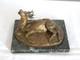 Ancien Bronze Animalier Cerf Sign&eacute; A Laplanche Sur Socle En Marbre