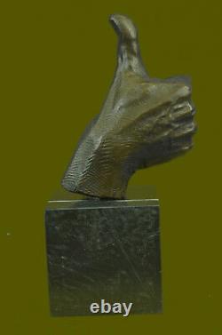 Abstrait Art Moderne Ok Gesture Signe Bronze Sculpture Marbre Base Solde