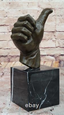 Abstrait Art Moderne Ok Gesture Signe Bronze Sculpture Marbre Base Solde