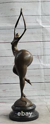 Abstrait Femme Signée Milo Sculpture Fonte Main Fabriqué Marbre Base Figurine