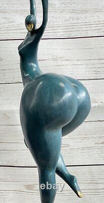 Abstrait Femme Signée Milo Sculpture Fonte Main Fabriqué Marbre Figurine Base