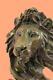 Africain Mountain Lion Bronze Sculpture Buste Signée Art Déco Marbre Base