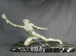 Alexandre OULINE rare Bronze La Victoire Art Déco sur sa base marbre