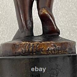Ancien Bronze Classique Figurine Statue Jeune Mercury Marbre Base Signé