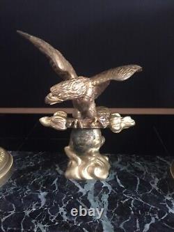 Ancien encrier aigle impérial style empire bronze et marbre Emile PINEDO Signé