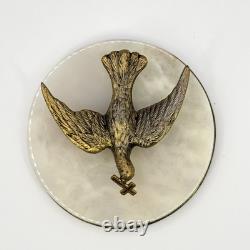 Ancien porte-rameaux en albâtre/marbre Colombe signée SELAS, Bronze