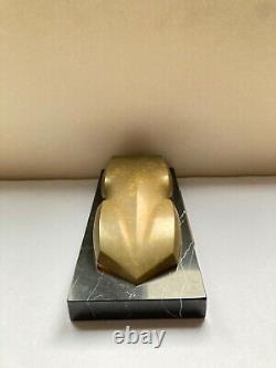 Ancien trophée automobile bronze marbre signé Emmanuel Zurini Chamonix 1988 art