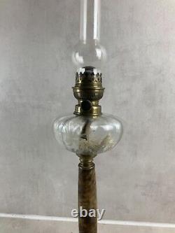 Ancienne lampe à huile, pétrole en bronze et marbre signé 15 Amma et autre